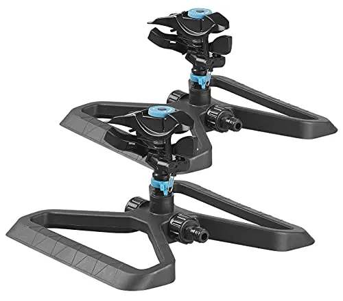 Royal Gardineer Wasserschlauch-Sprenger: 2er Pack, Impuls-Rasensprenger mit Standfuß, 360°, 314 m² (Sprinkleranlage Garten, Sprenger für Garten, Viereckregner)