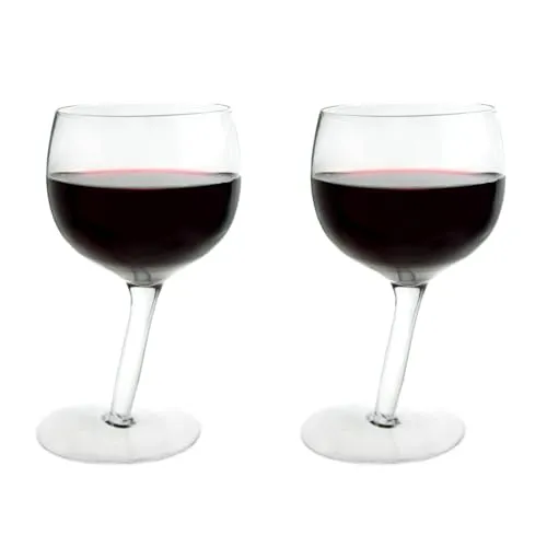 Betrunkene schiefe Weingläser - 2er Set - Champagner- & Weingläser, lustiges Design für unvergessliche Feiern, aus hochwertigem Glas, ideale Geschenkidee.