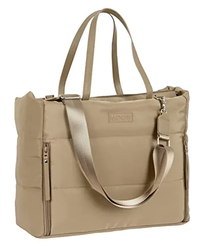 Handtasche Moos Camel - Laptop-Schultertasche mit Polsterung, ideal für Kinder und bis zu 14,1 Zoll Notebooks geeignet