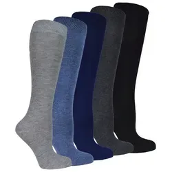 Socked Kniestrümpfe Herren (6 Paar) Baumwolle, lange Socken, guter Halt, Uni / Karo-Muster 39-42