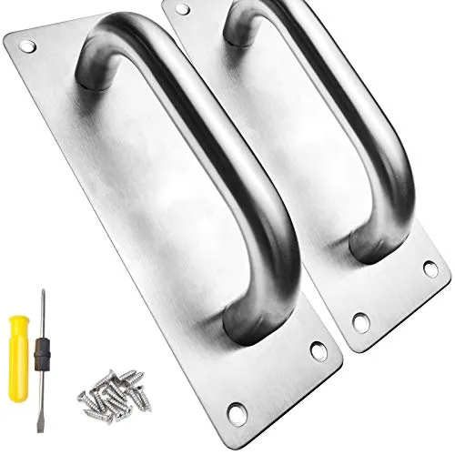 WZYTEU Edelstahl Scheunentor Griff Set - Hochwertiger Edelstahl Türgriff für Scheunen, Garagen und Schiebetüren, rostfrei und langlebig, inklusive 8 Schrauben und Schraubendreher für einfache Montage.