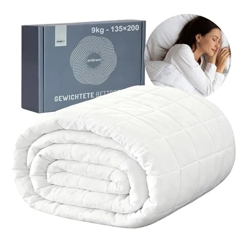 Degrees of Comfort Gewichtsdecke 135x200cm 9kg, Anti Stress Therapiedecke aus 100% Baumwolle, Schwere Decke Beschwerte Decke für Erwachsene Kann den Schlaf verbessern und Stress abbauen
