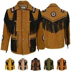 German Wear Herren Westernjacke aus hochwertigem Cowhide-Leder - Funktionsjacken mit 100% Cowhide-Leder für Langlebigkeit und Stil, gefüttert mit weichem Polyester für höchsten Tragekomfort.