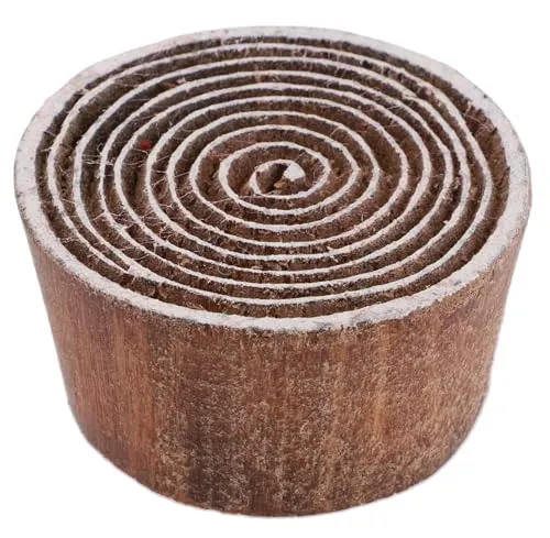 GURU SHOP Indischer Textilstempel, Holz Stoffdruckstempel, Blaudruck Stempel, Druck Modell - Ø 5 cm Spirale 7