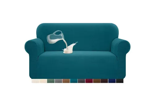 LuxusKollektion Hängedekoration Sofabezug Stretch Wasserdicht Spandex Jacquard 2 Sitzer Blaugrün - Schütze dein 2-Sitzer Sofa in Blaugrün mit diesem wasserdichten Stretch Sofabezug aus Spandex Jacquard. Er sorgt für eine perfekte Passform und ist pflegeleicht – ideal für Familien und Haustiere.