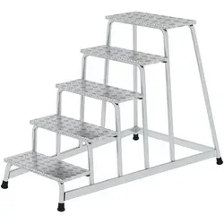 MUNK Montagetritt 50035 - 5 Stufen bis 150kg - Leiter für sichere Arbeit in 3m Höhe, aus stabiler Aluminiumkonstruktion mit rutschfesten Stufen, ideal für Handwerker und Heimwerker.