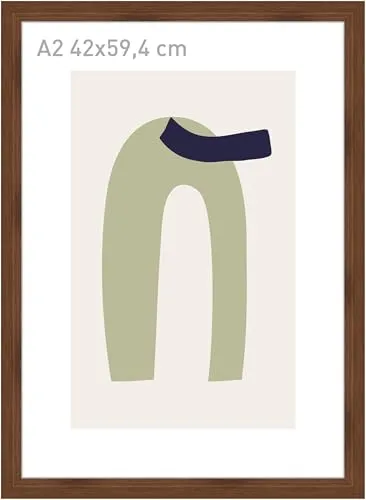 accent by nielsen Bilderrahmen, 42 x 59,4 cm (A2), Holz, Walnuss, Posterrahmen zum Aufhängen im Hoch- & Querformat, Echtglas, Velino