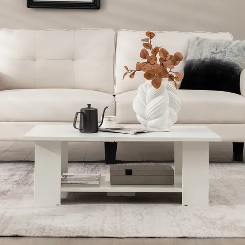 COSTWAY 2 Ebenen Couchtisch aus Holz