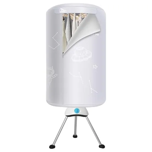 Wäschetrockner Elektrisch, 1000W Wärmepumpentrockner, Trockner Wäschetrockner mit Time, 2-lagiger Beheizter Wäschetrockner, für die Waschküche der Wohnung zu Hause, 140cm-Grau