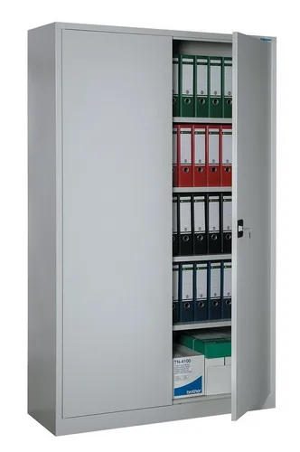 Lüllmann Stahl-Aktenschrank - abschließbarer Metallschrank 195x92,5x60cm - Büroschrank aus langlebigem Stahl, ideal für Aktensicherung und flexible Regalnutzung mit 4 höhenverstellbaren Fachböden und sicherem 2-Wege-Schloss.