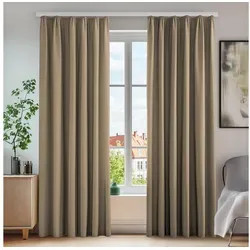 Deconovo Abdunklungsvorhang 175x140 cm, 2er Set, Taupe in gelb von Deconovo