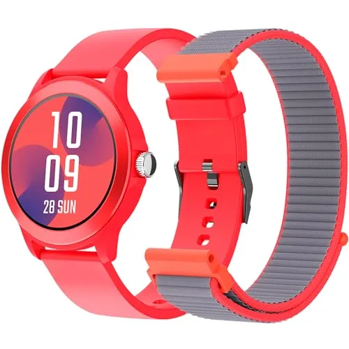 SPC Smartee Duo Vivo – Smartwatch intelligente Uhr Farbe Rot mit austauschbarem Armband, rundes 1,27