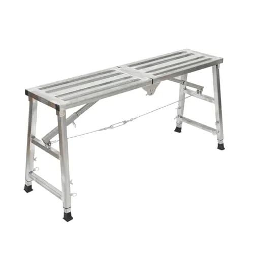 Cozyel Arbeitsplattform Alu Leiter 200kg Höhenverstellbar 60-90cm