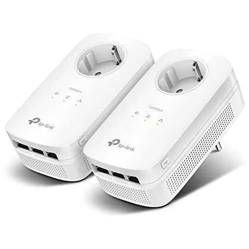 TP-Link Powerline Adapter Set TL-PA8030P KIT - 1300 Mbit/s, mit Steckdose und 6 Gigabit-Ports, MU-MIMO für gleichzeitige Datenübertragung an mehrere Geräte