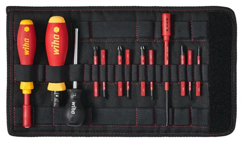 Wiha Schraubendreher TorqueVario-S electric Set - 13-teilig, VDE zertifiziert für sicheres Arbeiten bis 1000 Volt, variabel einstellbares Drehmoment und ergonomisches SoftFinish Griffdesign