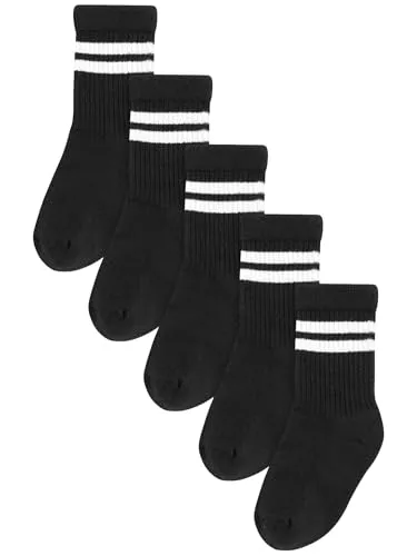 NEXT Jungen Socken mit gepolstertem Fußbett, 5er-Pack Schwarz 31-36