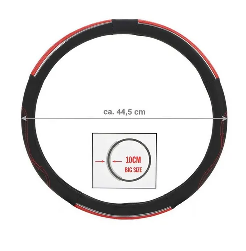 All Ride Lenkradbezug für LKW – Kunstleder Lenkradschoner in Rot/Schwarz/Silber - Hochwertiger Lenkradbezug aus Kunstleder für LKW, schützt das Lenkrad und sorgt für einen verbesserten Grip. Passend für Lenkräder mit einem Durchmesser von 44-46 cm.