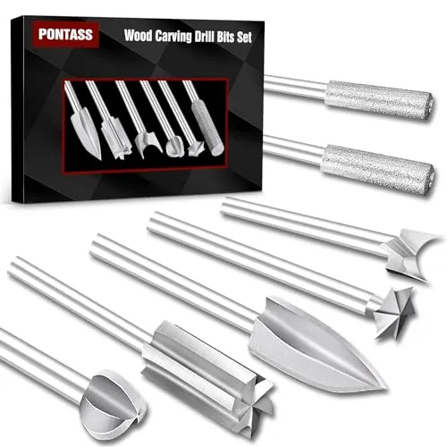 Fräser Holz Set Kompatibel mit Dremel, Holzschnitzwerkzeug, 3mm Schaft Holzschnitzbohrer Set, Rotationswerkzeuge Zubehör für DIY Holz Schnitzen Gravieren Bohren