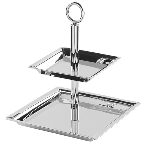 Fink Etagere Nagano, quadratisch aus Edelstahl, 24 cm x 30 cm - Klassische Etageren aus hochwertigem Edelstahl, ideal für stilvolle Präsentationen und einfach zu reinigen.
