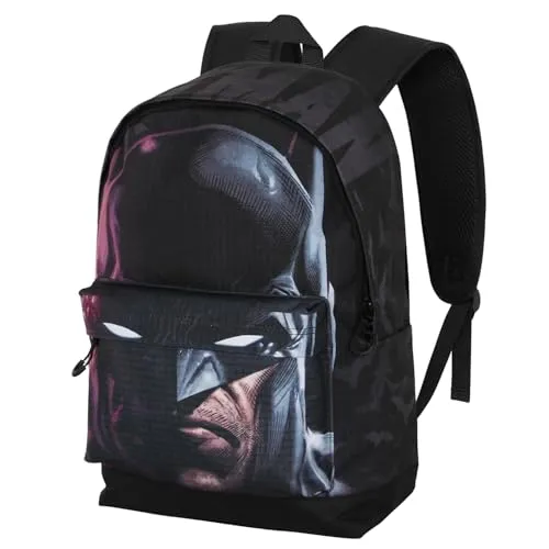 Karactermania Batman Face-Fan HS Rucksack 2.2 - Tagesrucksäcke mit strapazierfähigem Ripstop-Material, flüssigkeitsabweisend und ideal für Fans von Batman. Ausgestattet mit gepolsterten Gurten und einem Fach für elektronische Geräte.