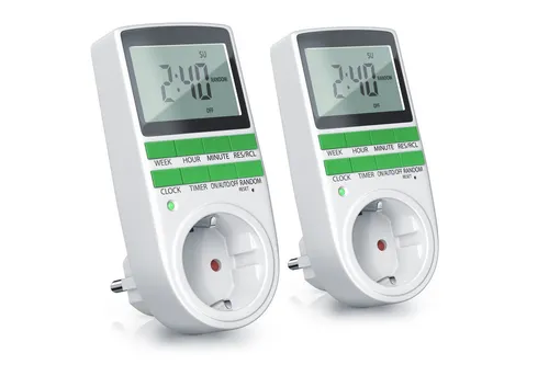 BEARWARE Zeitschaltuhr, digital, programmierbar, 2 Stück - Zeitschaltuhr für flexible Steuerung elektrischer Geräte, 10 Programme, spart Strom und simuliert Anwesenheit. Ideal für mehr Sicherheit und Komfort in Ihrem Zuhause.