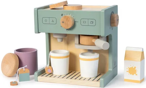 MUSTERKIND® Kinder-Kaffeemaschine Coffea - FSC®-Holz Kinder-Kaffeemaschine mit Zubehör, fördert kreatives Spielen und ist ideal für kleine Kaffeeliebhaber ab 3 Jahren.