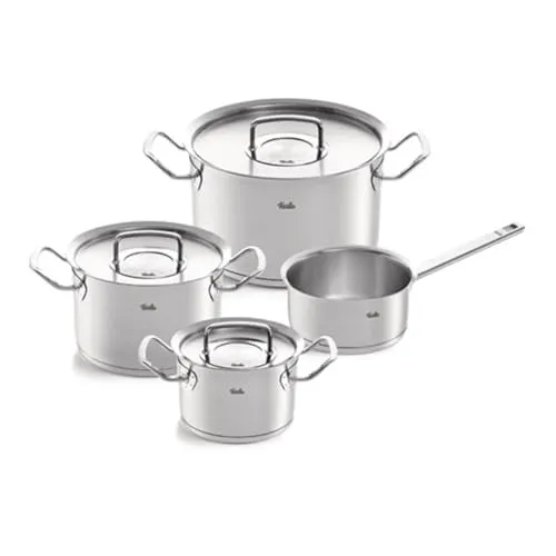 Fissler Original-Profi Collection Edelstahl-Topfset, 4-teilig - Kochtöpfe für alle Herdarten inkl. Induktion, mit integrierter Mess-Skala für einfaches Dosieren und großen Kaltmetallgriffen für angenehme Grifftemperatur.