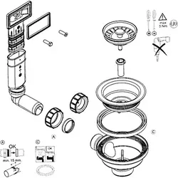 Schwarze Ablaufgarnitur für Einbauspülen