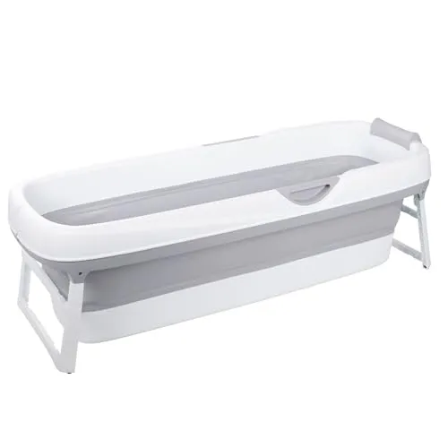Produktbild HelloBath® Faltbare Badewanne XXL 156x60x48 cm für Erwachsene – Tragbare Badewanne mit Kopfstütze