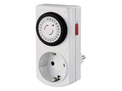 Perel Mini-24-Std.-Zeitschaltuhr, mechanisch, 230 V, 16 A, 3680 W, Typ F (Schutzkontakt), weiß