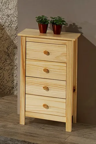Möbilia Kommode mit 4 Schubladen aus Kiefer-Holz