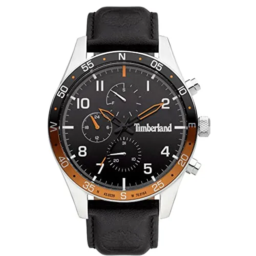 Timberland Chicopee Herren Armbanduhr Leder Schwarz 46 mm, Multifunktionsuhr, Wasserdichtigkeit: 5 Bar, TDWGF2100503