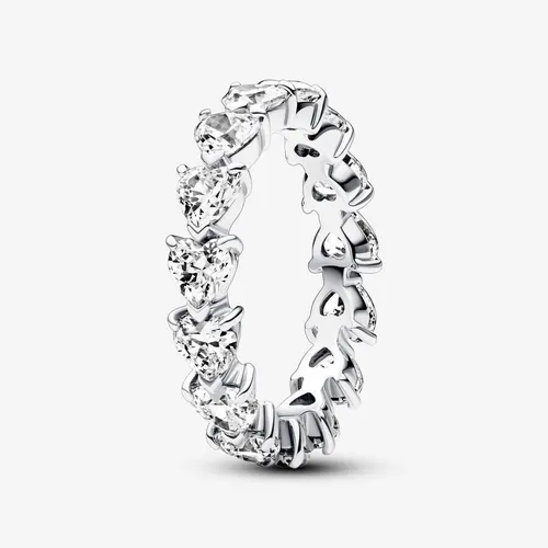 PANDORA Timeless Herzreihe Ewigkeits-Ring aus Sterling Silber - Bead Charms für Damen, funkelnde Cubic Zirkonia in herzförmiger Fassung für ein elegantes Symbol der ewigen Liebe.