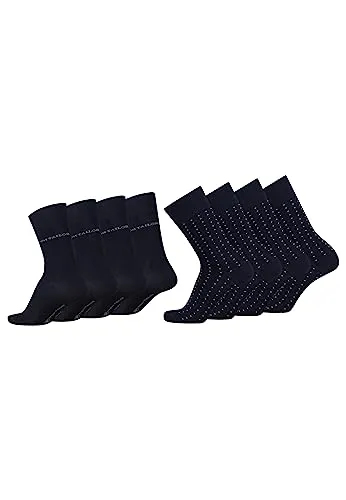 TOM TAILOR Socken Herren 43-46 in dark navy - Basic dot Baumwollsocken für Alltag und Freizeit - 8 Paar Herren-Socken