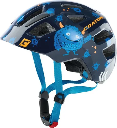 Cratoni Maxster Kinderfahrradhelm XS/S - Monster Blau - Fahrradhelm für Kinder mit optimalem Schutz und Sichtbarkeit, integriertem Rücklicht und 14 Ventilationsöffnungen für besten Komfort.