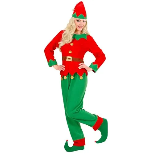 W WIDMANN MILANO Party Fashion - Kostüm Elf Santas Helfer - Kostüm-Outfits für Erwachsene, verwandeln Sie sich in einen zauberhaften Elf mit Oberteil, Hose und Hut - ideal für Mottopartys oder Weihnachtsfeiern!