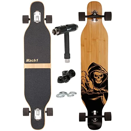 Camber Longboard mit Keramik Kugellager in Flex1 Drop Through Cruiser Freeride Skaten Komplettboard mit T-Tool