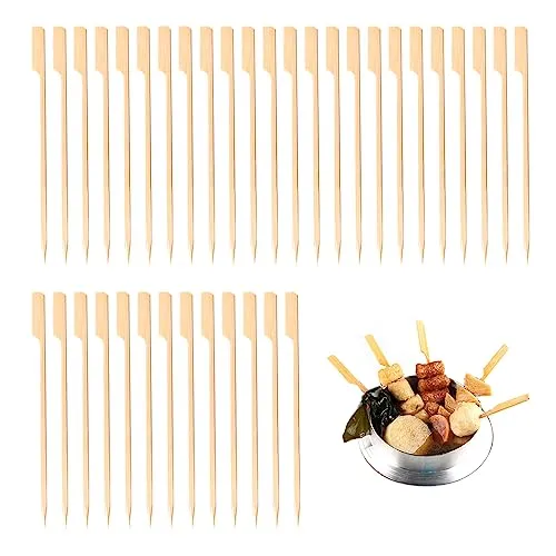 Stück Bambusspieße, Holzspieße, Grillspieße, Kebabs, umweltfreundliche Holzspieße, Grill-Holzpaddelstäbchen, Partyutensilien für Grillen, Obst, Kuchendekoration (15 cm) 100