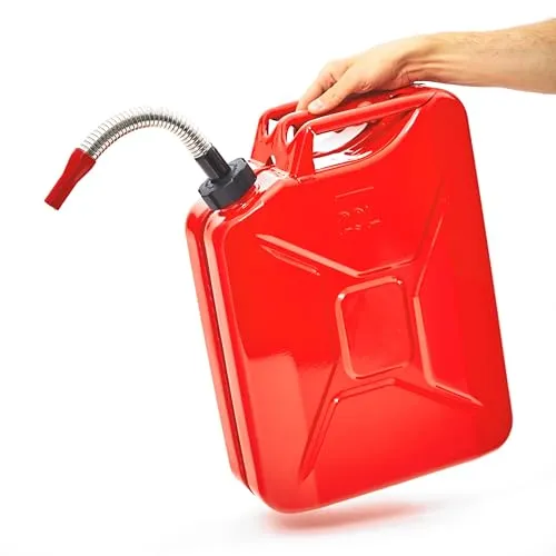 BW® Metall Benzinkanister 20 Liter mit Ausgießer – Rot - Robuster 20l Kraftstoffkanister aus pulverbeschichtetem Stahl, TÜV-zertifiziert. Ausgießer mit breitem Entlüftungskanal für schnelles und sicheres Betanken – ideal für Benzin, Diesel und mehr.