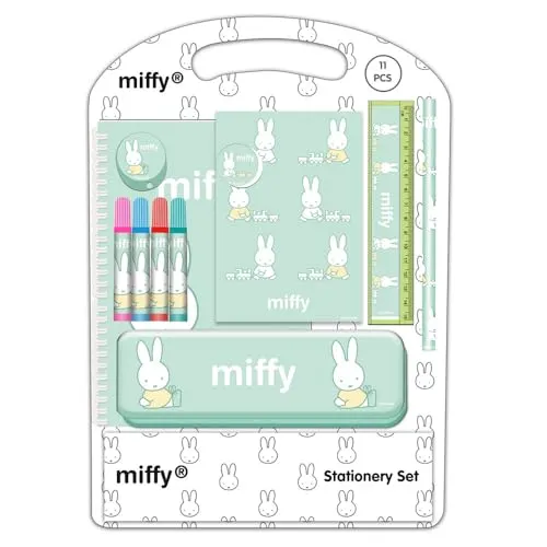 safta MIFFY BUDDY Schreibset, Geschenketui, Metalletui, Federmappe, Federmäppchen für Kinder, bequem und vielseitig, Qualität und Widerstandsfähigkeit, 27 x 3 x 37,5 cm, Pastellbeige, M, Casual