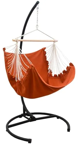 AMANKA Hängesessel mit Gestell - 210cm Outdoor Relaxsessel - Hängesessel für Erwachsene, unübertroffen bequem und rückenfreundlich. Ideal für Garten und Terrasse, mit sicherem, kippsicherem Gestell und individuell einstellbarer Höhe.