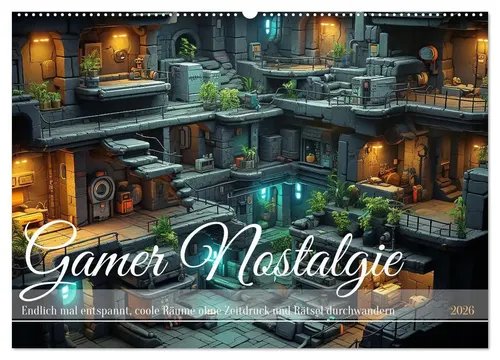 Kerstin Waurick | Gamer Nostalgie Wandkalender 2026 - Kalender im DIN A2 quer Format, ideal für Gamer-Fans. Erleben Sie 16bit Kult und entspannte Augenwanderungen durch nostalgische Gaming-Momente.