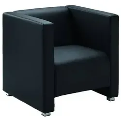 Sessel Kunstleder Schwarz 700x700x700mm - Eleganter Empfangssessel mit Nosagfederung und hochwertigem Qualitätsschaum. Ideal für Büros und Wartebereiche, bietet er optimalen Sitzkomfort auf einem stabilen Holzrahmen.