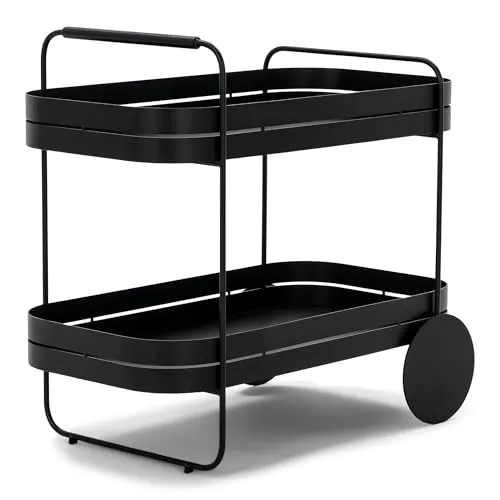 Spinder Design Servierwagen Gin & Trolley aus Stahl (Schwarz) - Stylischer Servierwagen aus robustem Stahl, ideal für Wohnzimmer und Terrasse. Mit geräumigen Ablageflächen und mobilen Rollen für einfachen Transport.