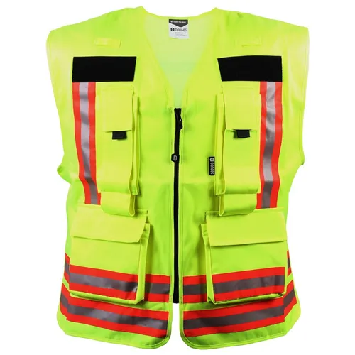 Dönges Kennzeichnungsweste – Gelb mit rot/silber/rot Reflex in gelb von Dönges