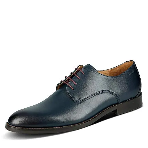 Digel Sebastian Business Schuh Blau - Eleganter Schnürhalbschuh aus hochwertigem Glattleder in Dunkelblau, ideal für Business und Freizeit. Bequeme Passform mit rutschhemmender Laufsohle und modischem Farbakzent durch dunkelrote Senkel.