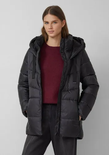 S.Oliver red Label Outdoor-Jacke 9999 GREY/BLACK Größe 42 - Praktische Steppjacke in Schwarz mit fixierter Kapuze und Stehkragen. Ideal für Abenteuer bei jedem Wetter – mit Reißverschlusstaschen für deine Essentials und Regular Fit für optimale Bewegungsfreiheit.