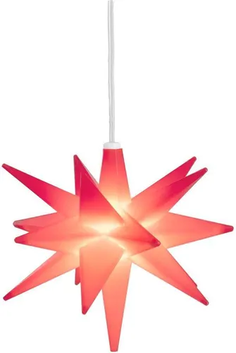 Weihnachtsstern ca. Ø 12 cm im 3D Design beleuchtet zum Hängen | ideal als Fenster-Stern für innen und außen | aus robustem Kunststoff | batteriebetrieben | Timer (rot)