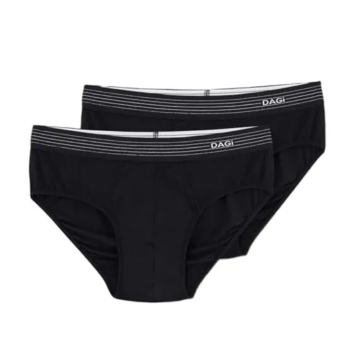 Dagi Slip Herren 2er Pack, Stretch Bequeme Unterhosen Männer Slip, Atmungsaktive Unterwäsche Herren, Weiche Gummiband Underwear Men Multipack, Modal Elasthan, Schwarz, S-2XL | M - Schwarz