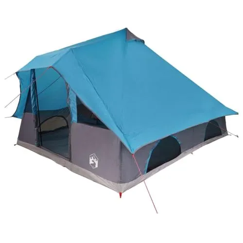 vidaXL Familien-Tipi-Zelt Falten Manuell Blau, Grau 358 x 296 x 258 cm - Zelt für Outdoor-Abenteuer, wasserdicht und feuerhemmend, ideal für unbeschwerte Familienausflüge in der Natur.